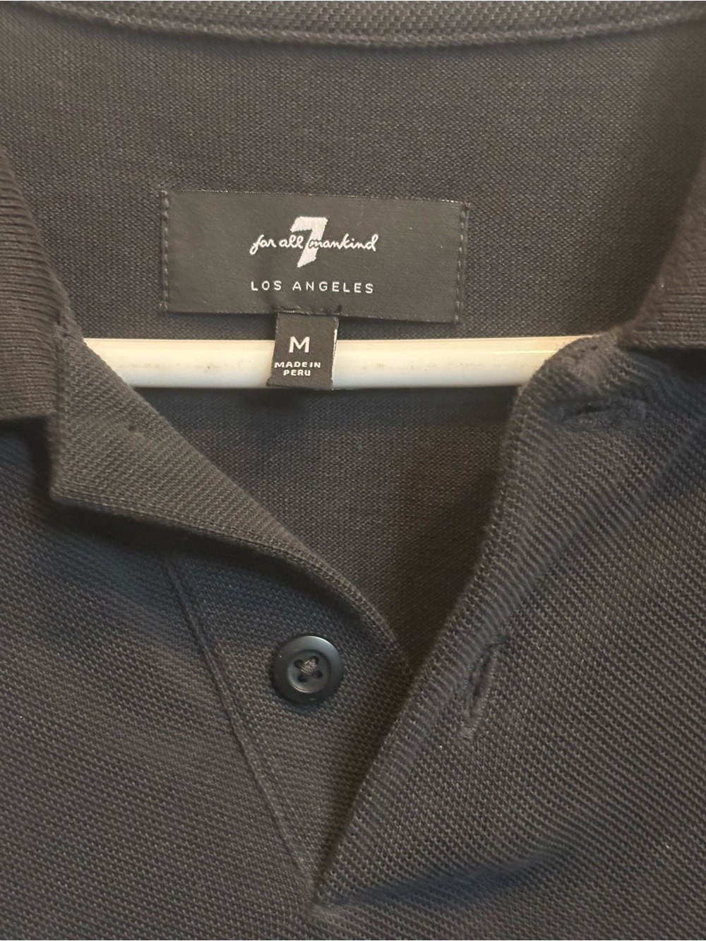 7 For All Mankind Men's Black Pique Polo